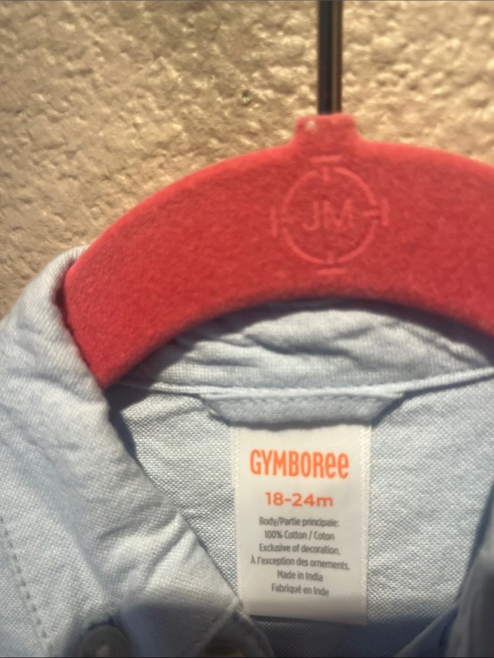 Gymboree Boys Embroidered Bunny Oxford Button Up Shirt Easter Blue 18-24 Months